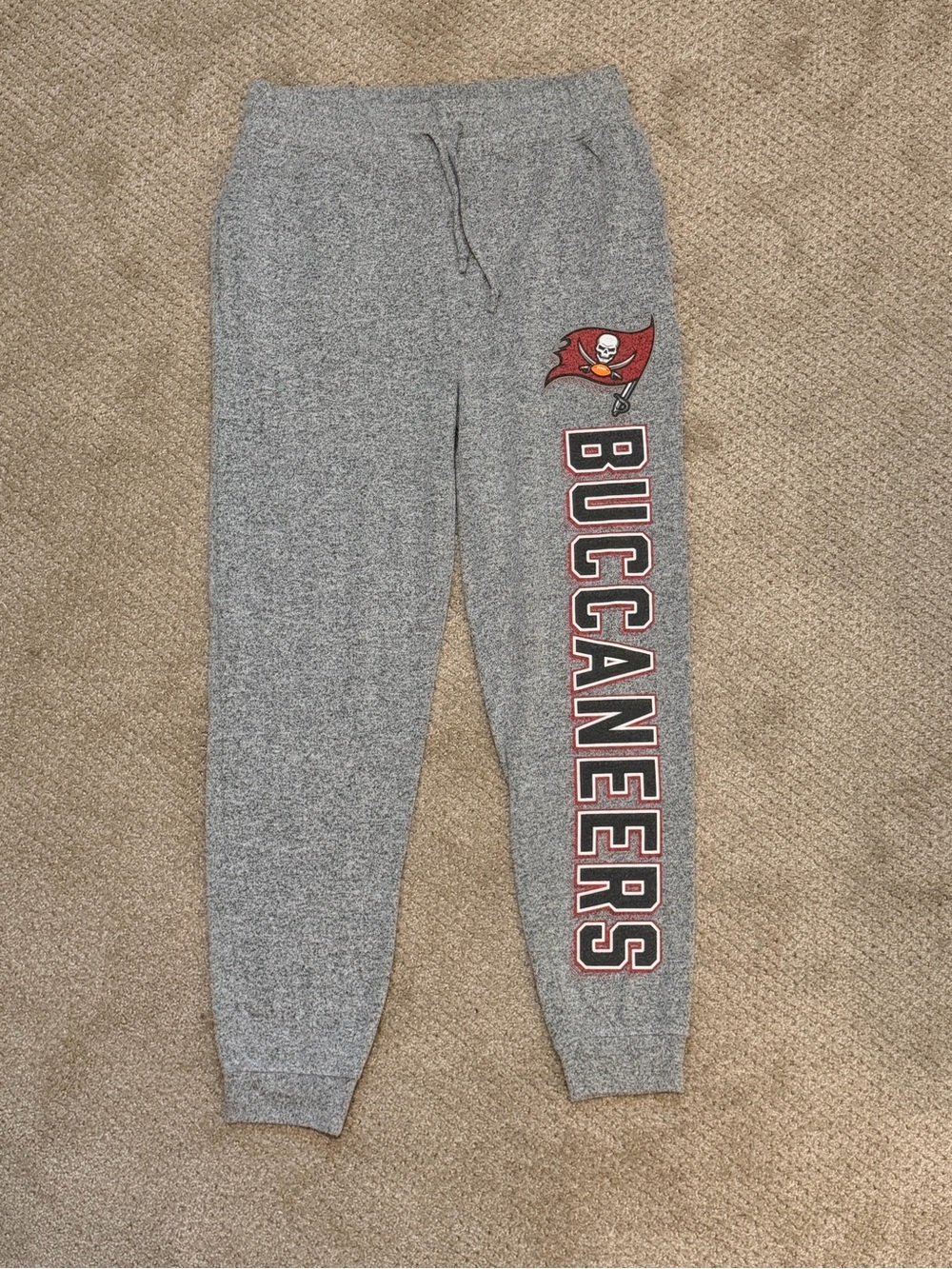 NFL Gray Buccaneers Logo Jogger Sweatpants with Red Accent